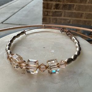 Alex and Ani beaded bangle bracelet made with pink Swarovski crystals.